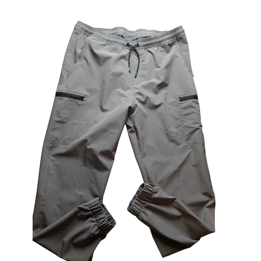 Tony Hawk Mens Gray Cargo Jogger Pants Elastic Waist Zipper Pockets Size Large